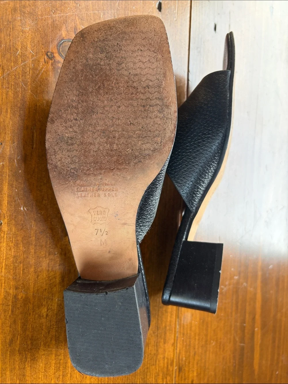 Talbots Black Leather Slide Sandals Sz 7.5 - Picture 8 of 12
